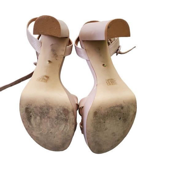 Raye Leather Strappy Platform Heels Sandals Pastel Pink Blush Nude Sz 10 - Picture 7 of 8